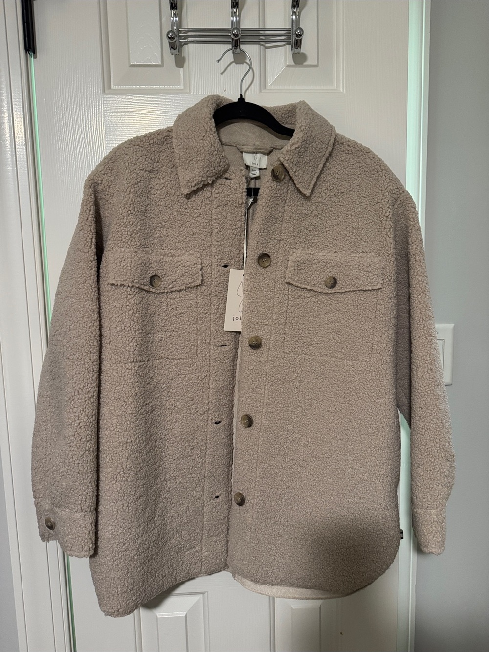 S/P Joie Ladies Taupe Sherpa Shacket Jacket